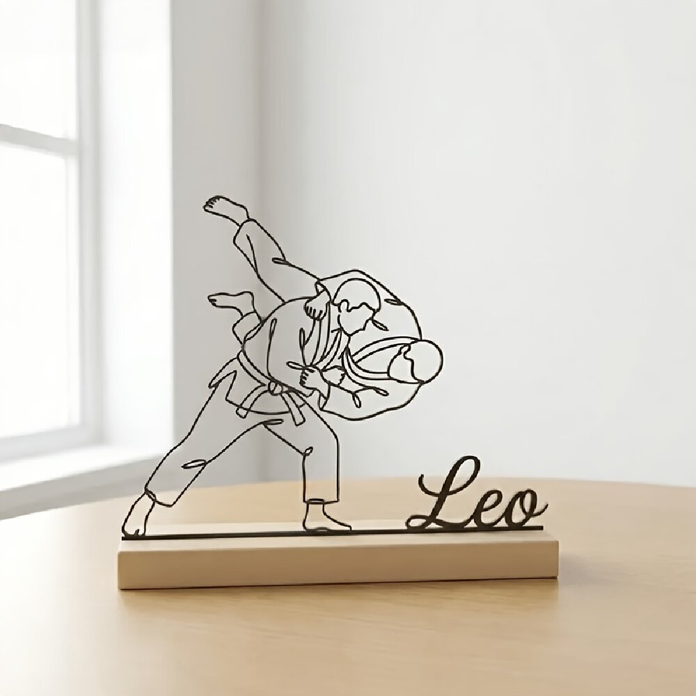Baby Products Decoration - Personalizowana Statuetka Judo z Grawerem, Drewniana