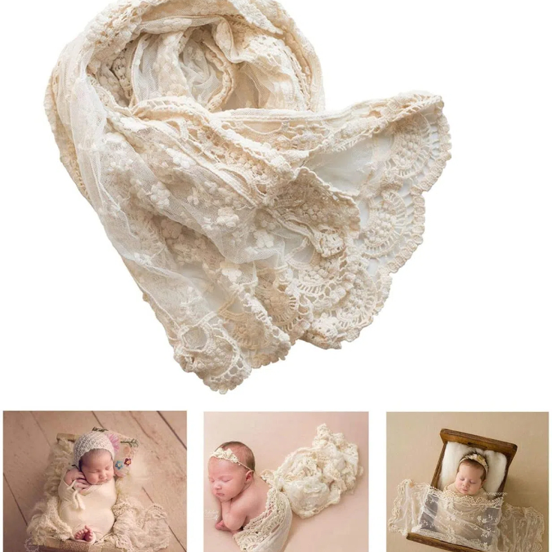 Baby Products Photoshoot - Noworodek fotografia rekwizyt koronkowy szal dziewczynka